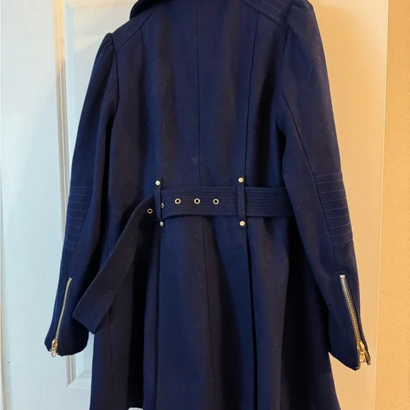 Kenneth Cole Blue Trench Coat Classic Tailored Design - Picture 2 of 5